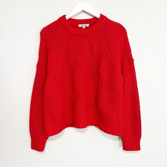 BOGO! Madewell Everett Rib-Play Pullover Sweater Red Size Medium - Picture 3 of 10